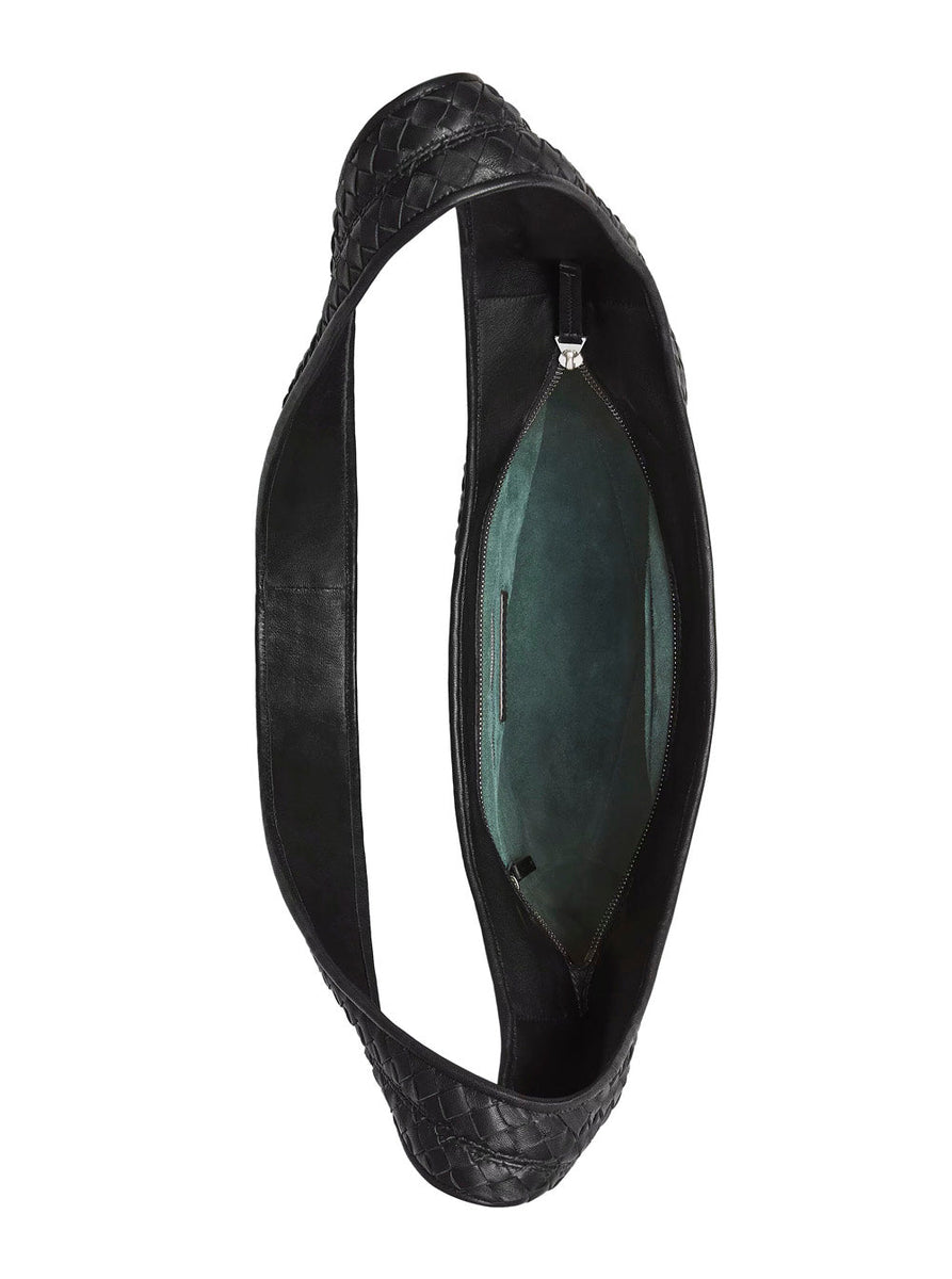 Bottega Veneta Men Black Crossbody Bag With Top Zip Closure And Intrecciato Motif In Leather Woman