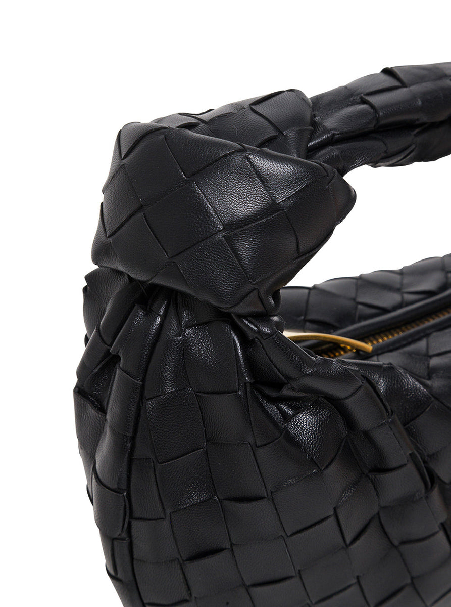 Bottega Veneta Women Black Intreccio Nappa Mini Jodie Handbag