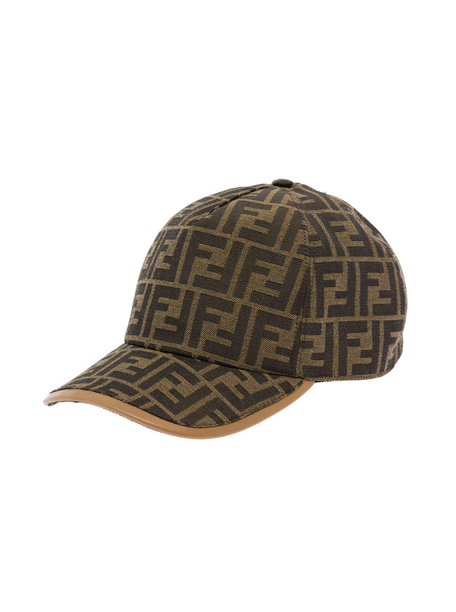Fendi Men Brown Baseball Cap With All-Over Ff Motif Man