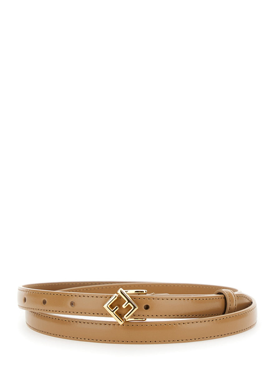 Fendi Women Beige Belt With Buckle With Ff Logo In Leather Woman