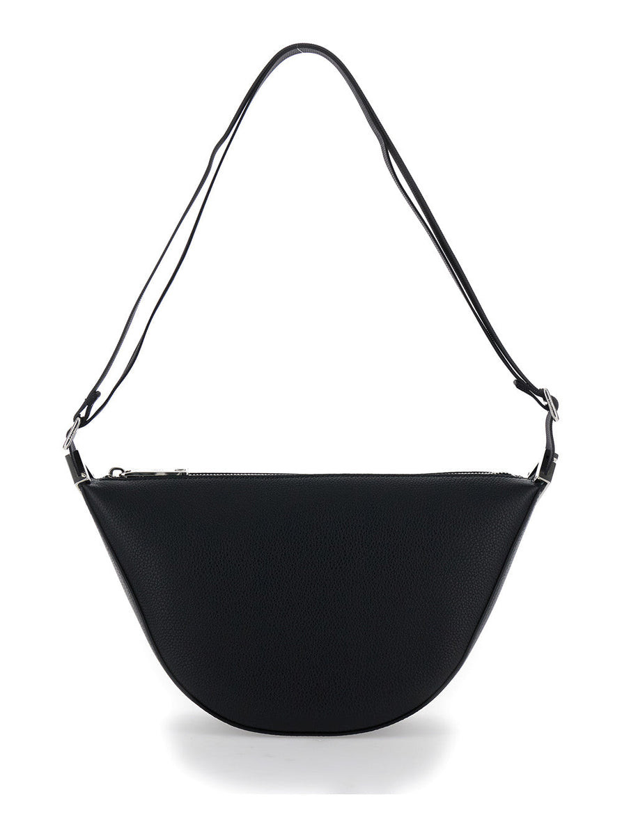 Fendi Men 'Fendi Melon Small' Black Crossbody Bag With Ff Appliqués In Full-Grain Leather Man