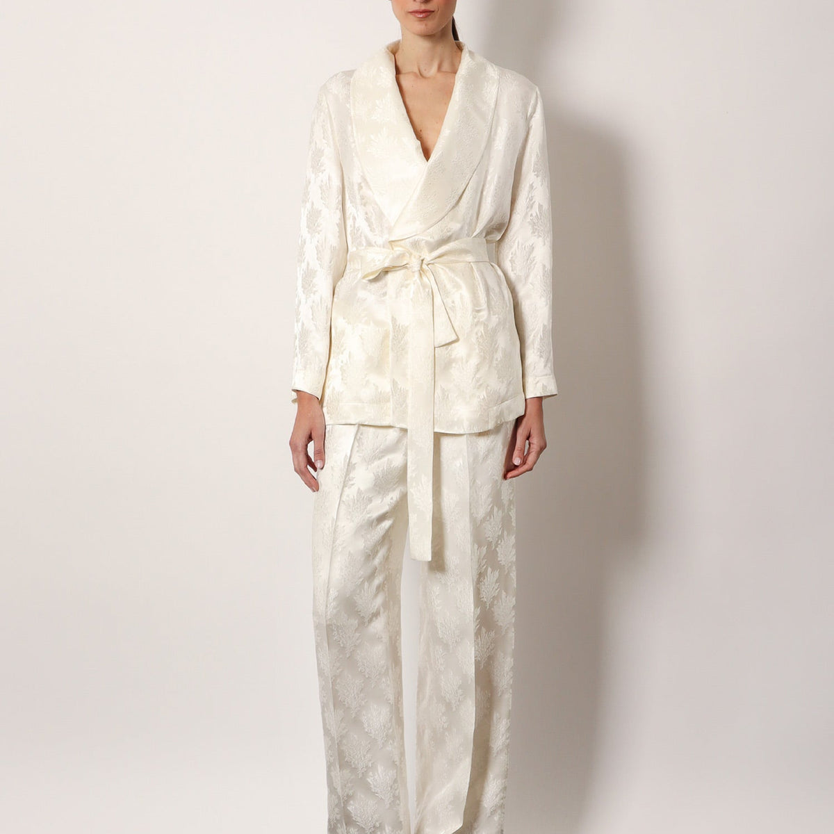 Fendi Women Jacquard Silk Trouser With Floral Motif