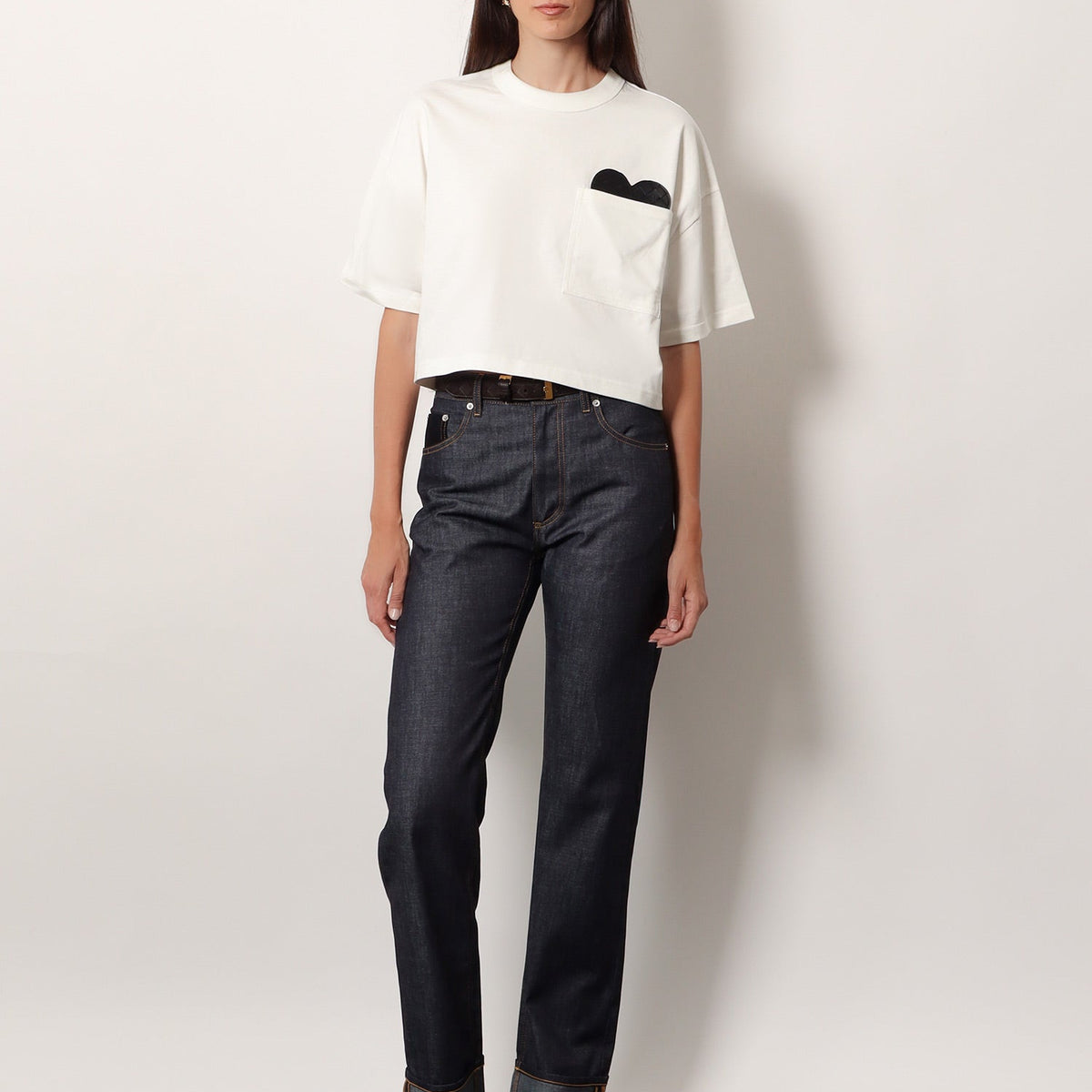 Bottega Veneta Women Cotton T-Shirt With Intrecciato Leather Detail