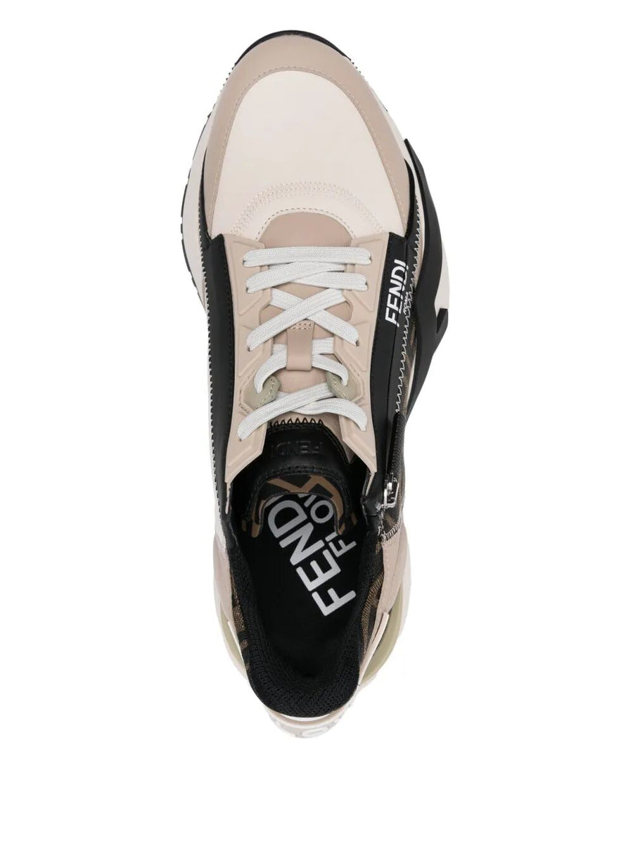 Fendi Men Fendi Flow Leather Sneakers With Ff Motif