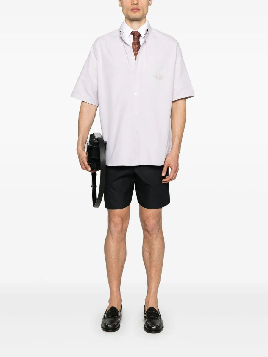 Fendi Men Oxford Shirt With Fendi Crest Embroidery