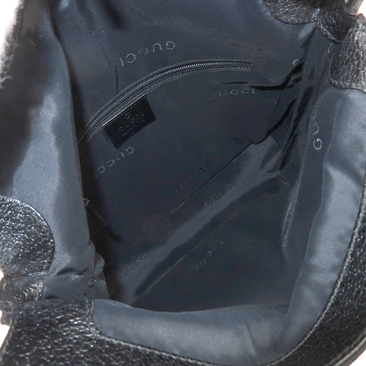 GUCCI Jackie Canvas Leather Shoulder Bag Hand Bag Black 00.3734