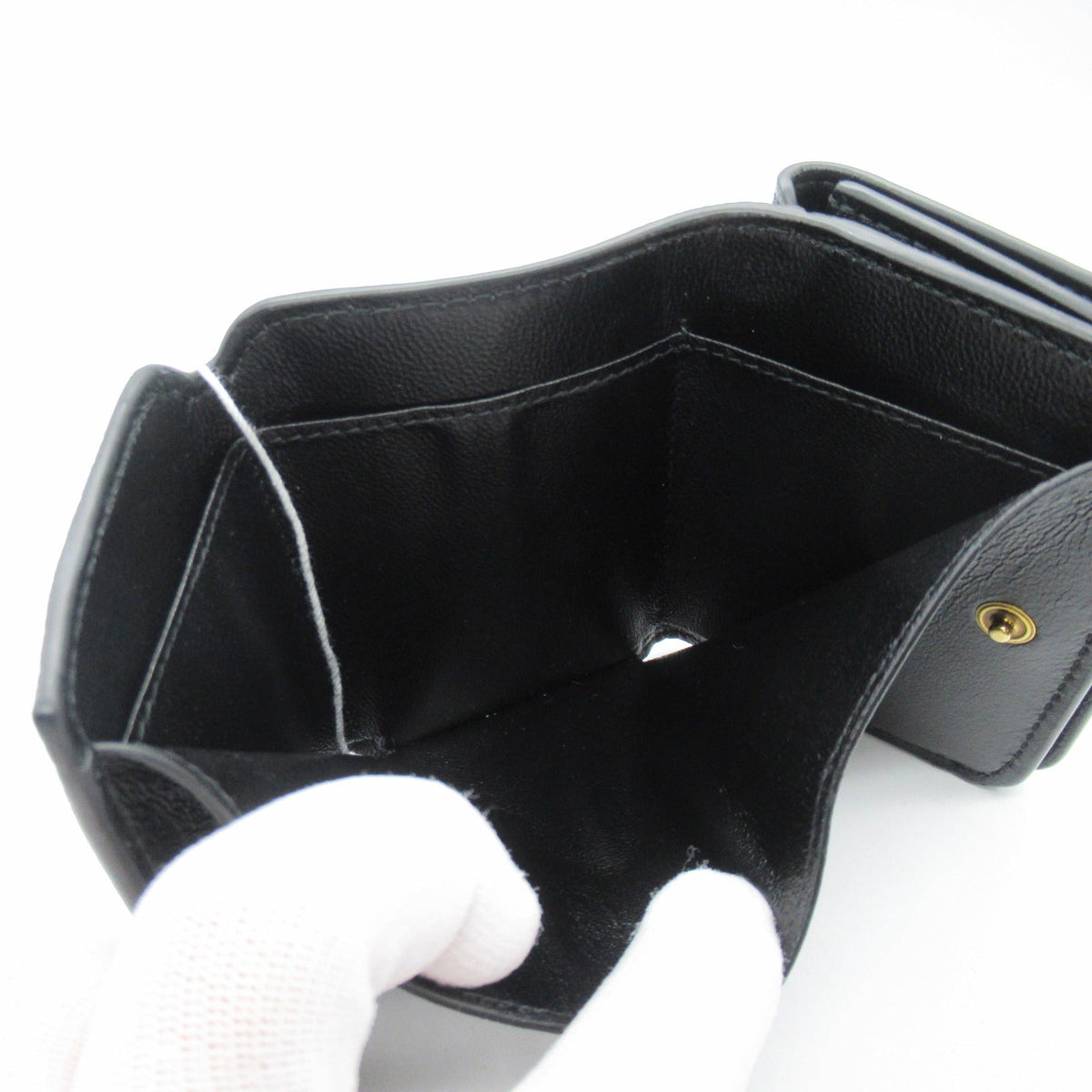 balenciaga Leather Trifold Wallet Black