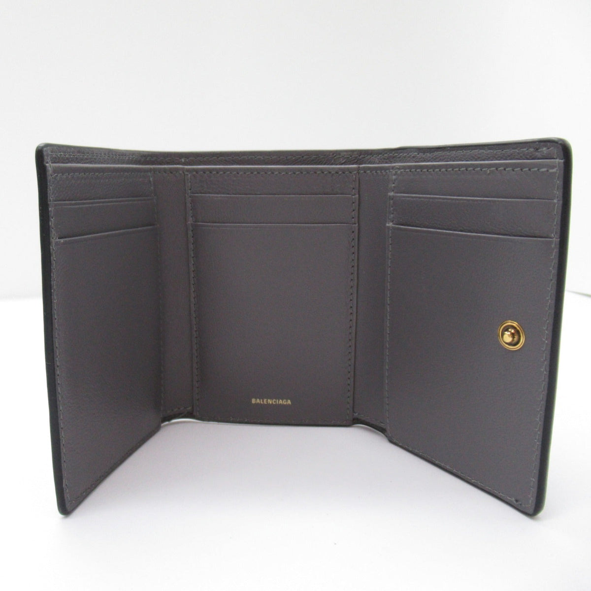 balenciaga Leather Trifold Wallet Black