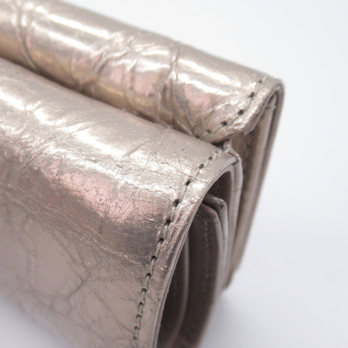 balenciaga Lambskin Trifold Wallet Beige