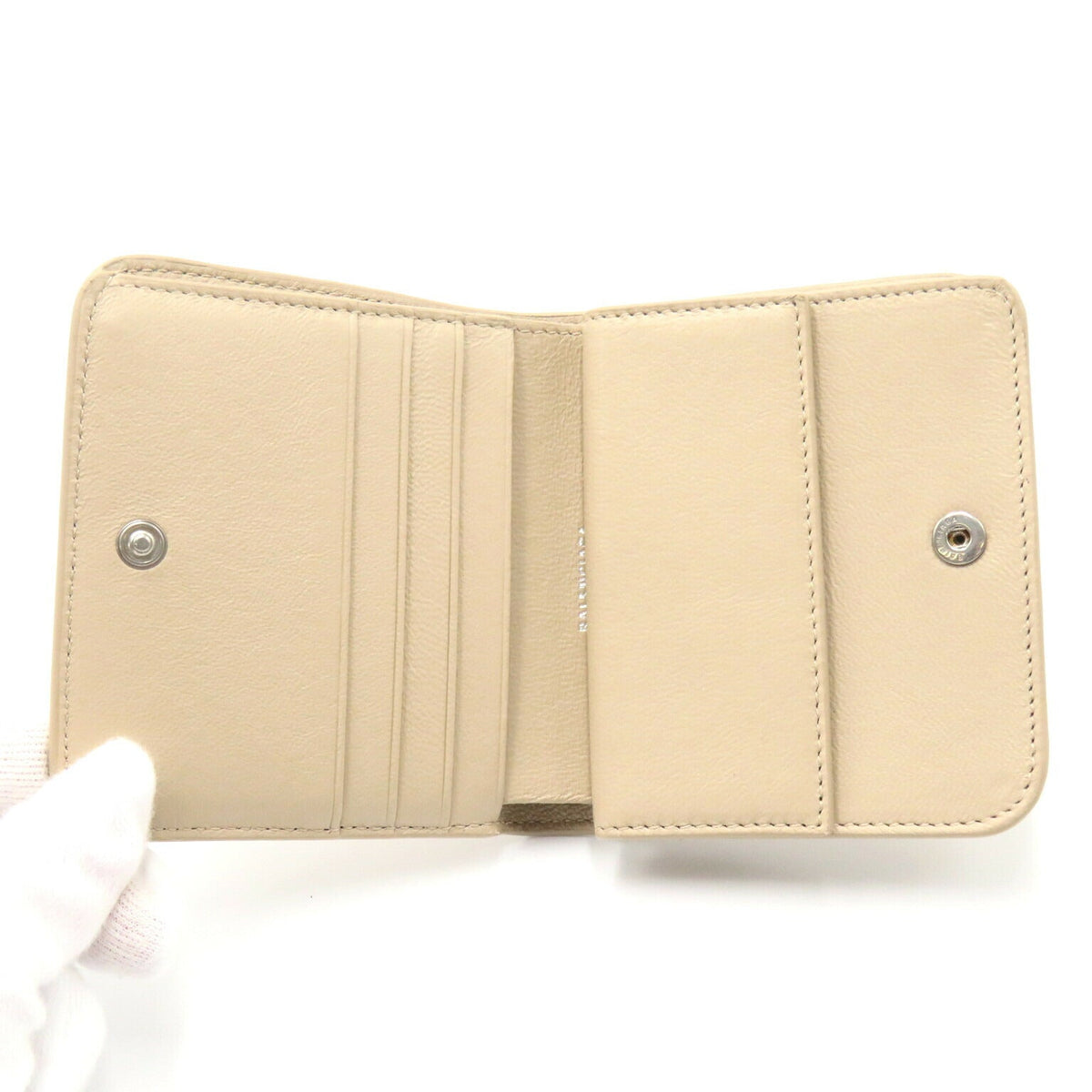 balenciaga Leather Bifold Wallet Beige