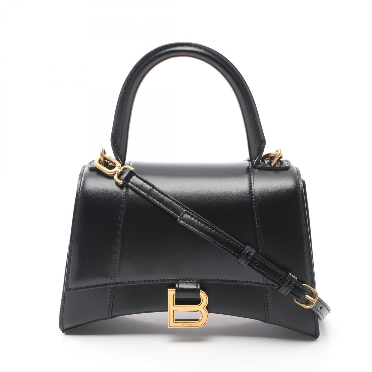 balenciaga Hourglass Small Leather Handbag Black