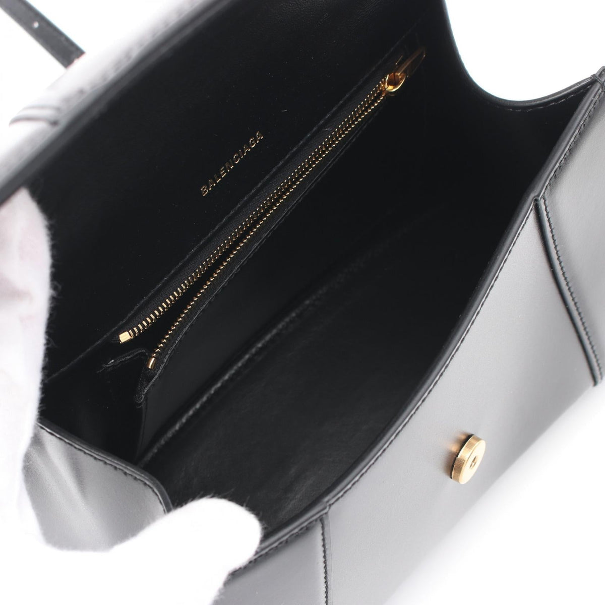 balenciaga Hourglass Small Leather Handbag Black
