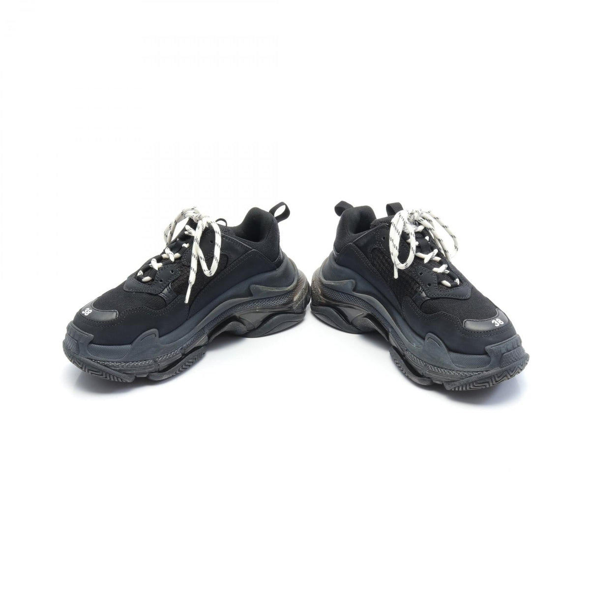 balenciaga Triple S Sneakers Leather Fabric Black