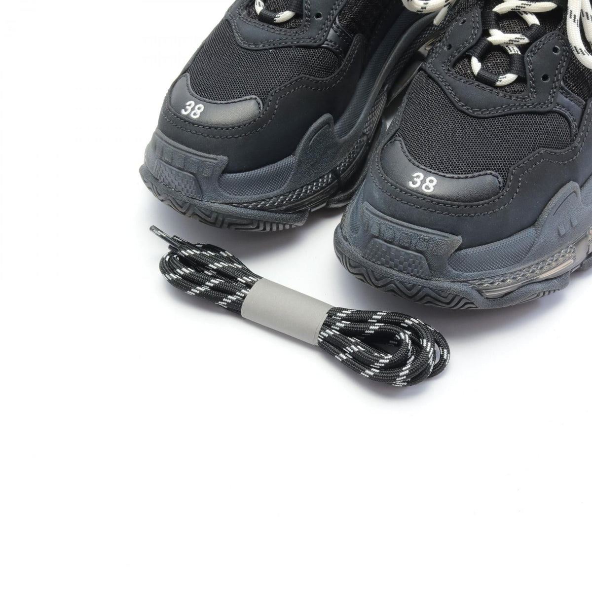 balenciaga Triple S Sneakers Leather Fabric Black