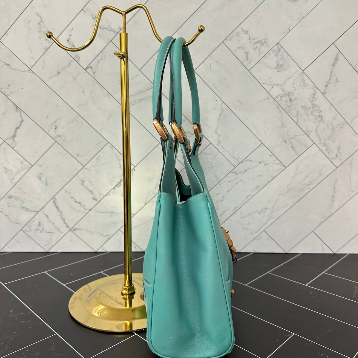 Gucci Teal Leather Jackie Shoulder Bag