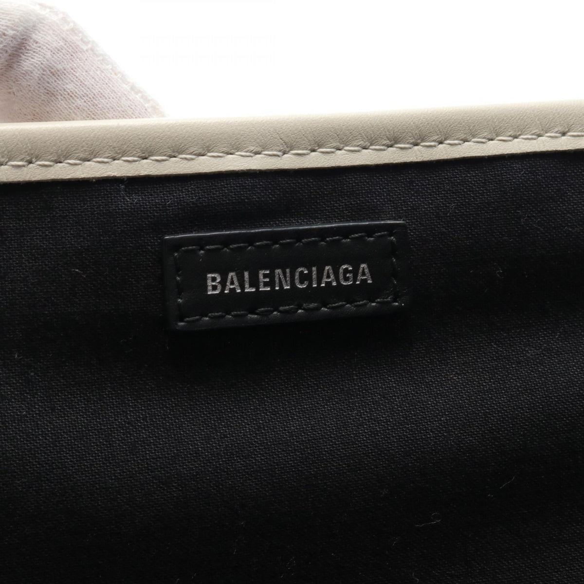 balenciaga Navy Cabas S Canvas Leather Tote