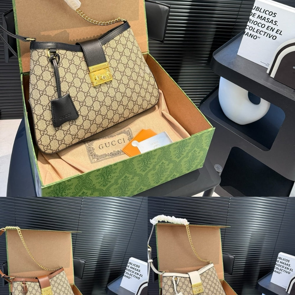 GG PADLOCK GG MEDIUM SHOULDER BAG BLACK 33CM 795113 KHNKG 9769