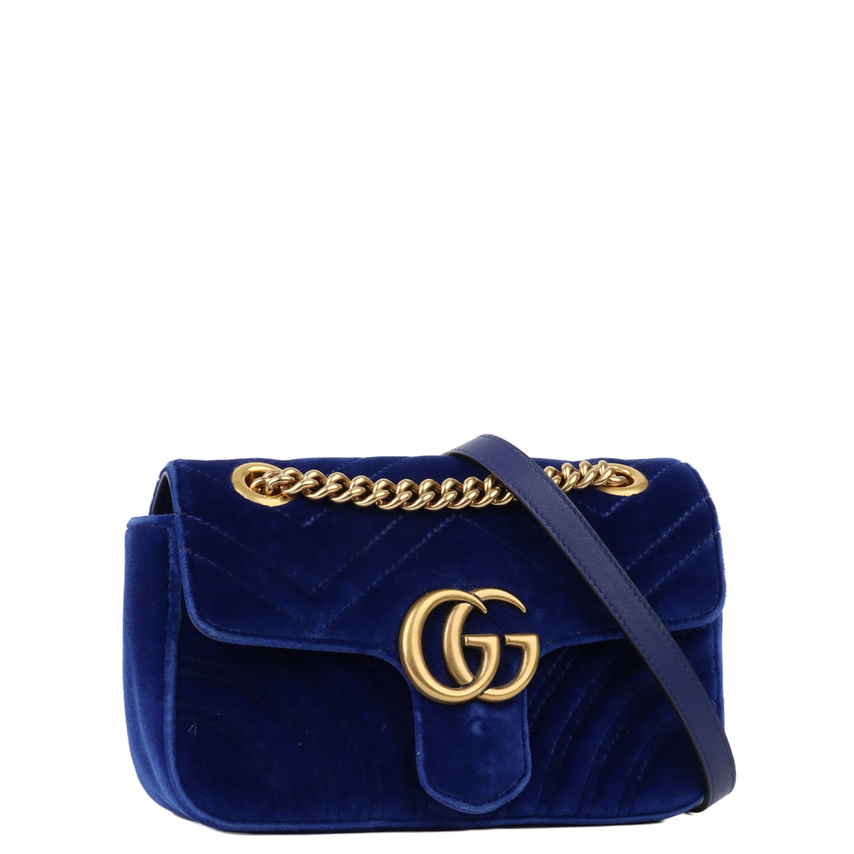 Gucci Blue Velvet Mini Marmont Bag.
