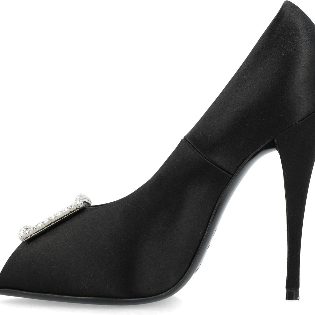 PEEP PUMPS IN SATIN CREPE