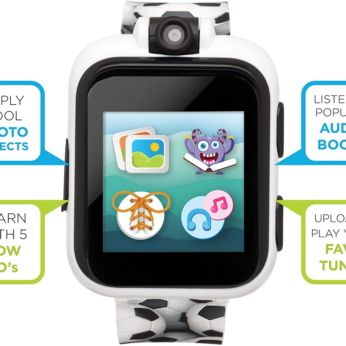 PlayZoom 2 Kids Smartwatch & Earbuds Set: Soccer Print