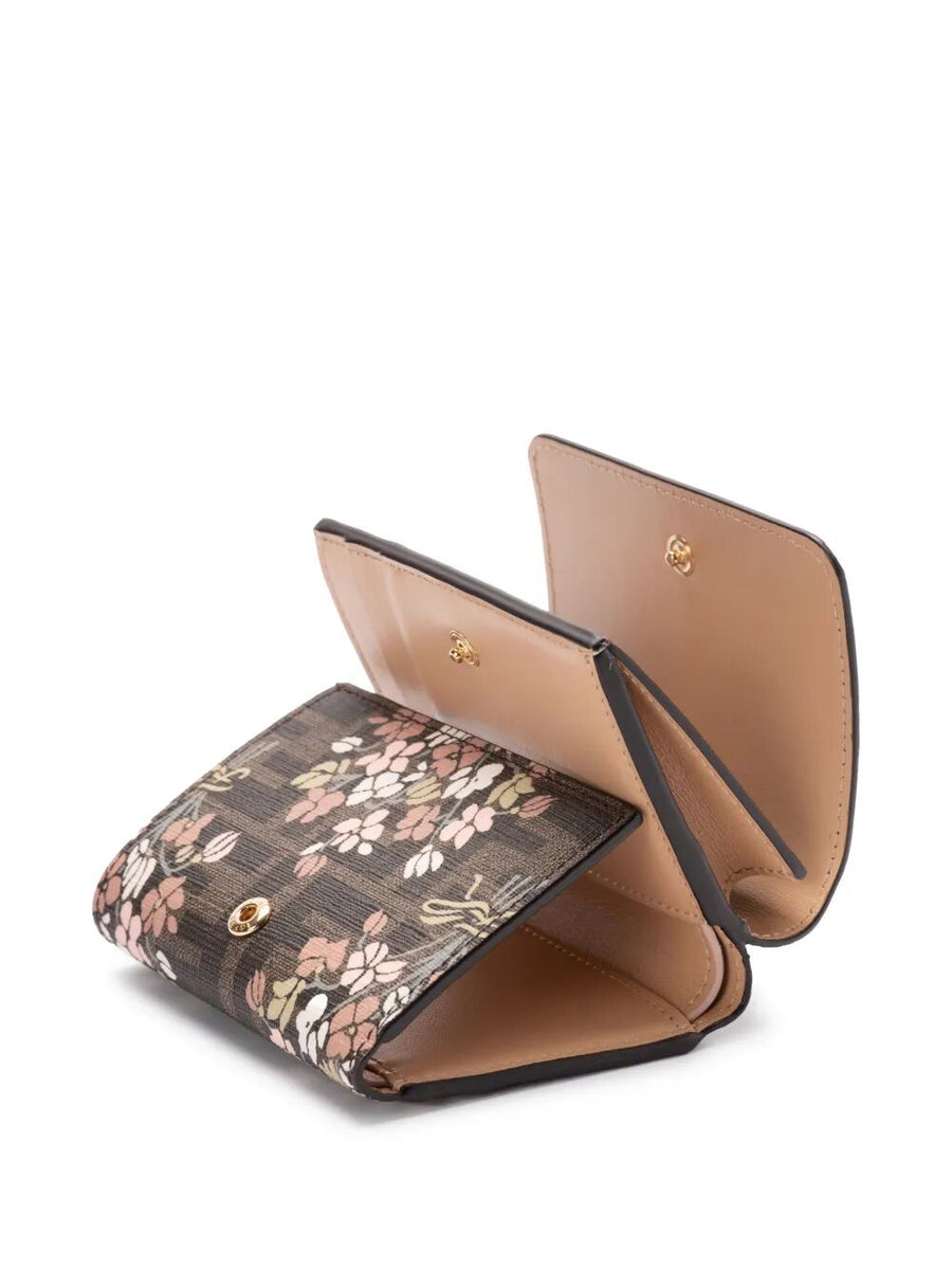 Fendi Women Fendi Flower Bouquet Ff Fabric Medium Tri-Fold Wallet