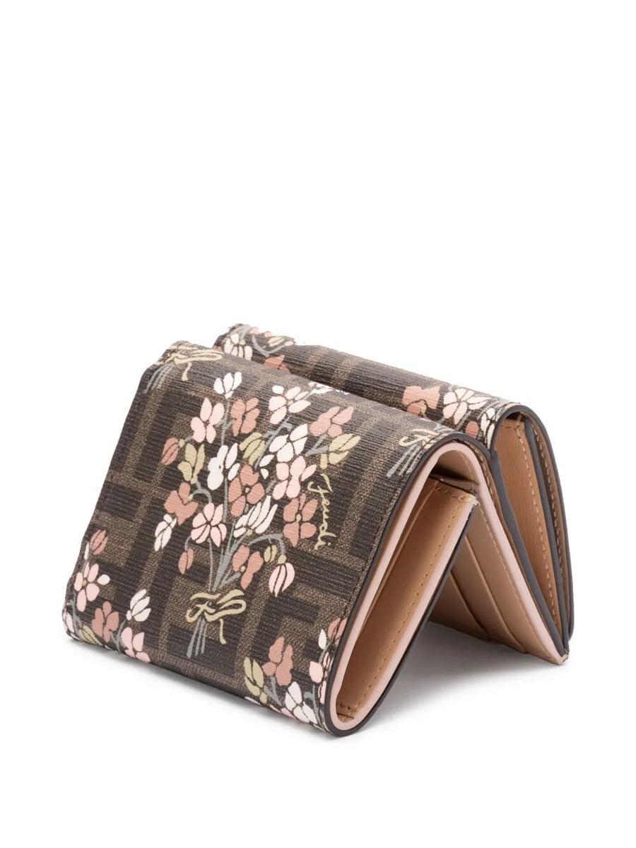 Fendi Women Fendi Flower Bouquet Ff Fabric Medium Tri-Fold Wallet