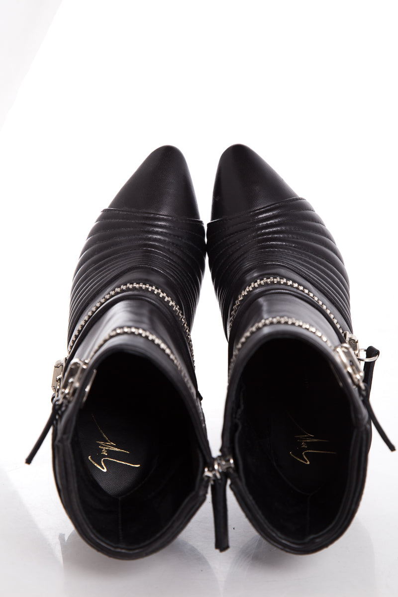 Guiseppe Zanotti Black Zipper Booties SZ 38.5