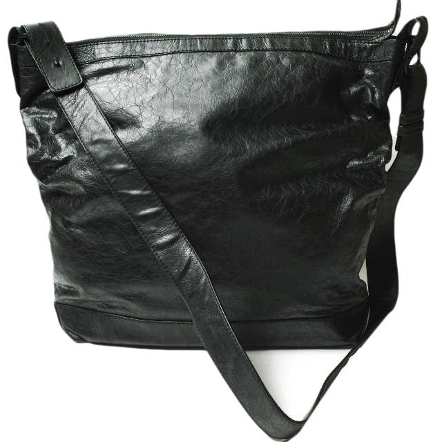 balenciaga Leather Day Messenger Bag Black
