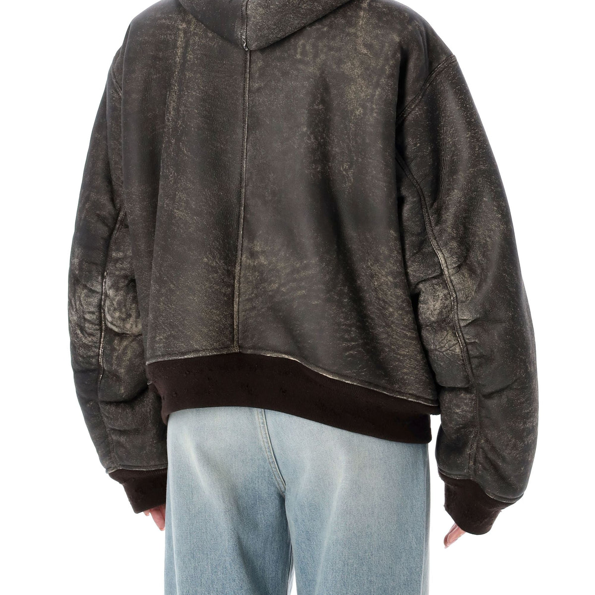 BALENCIAGA Hooded Shearling Bomber Jacket - Size 34