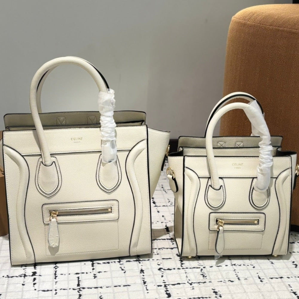 CELINE NANO LUGGAGE BAG IN DRUMMED WHITE 26CM