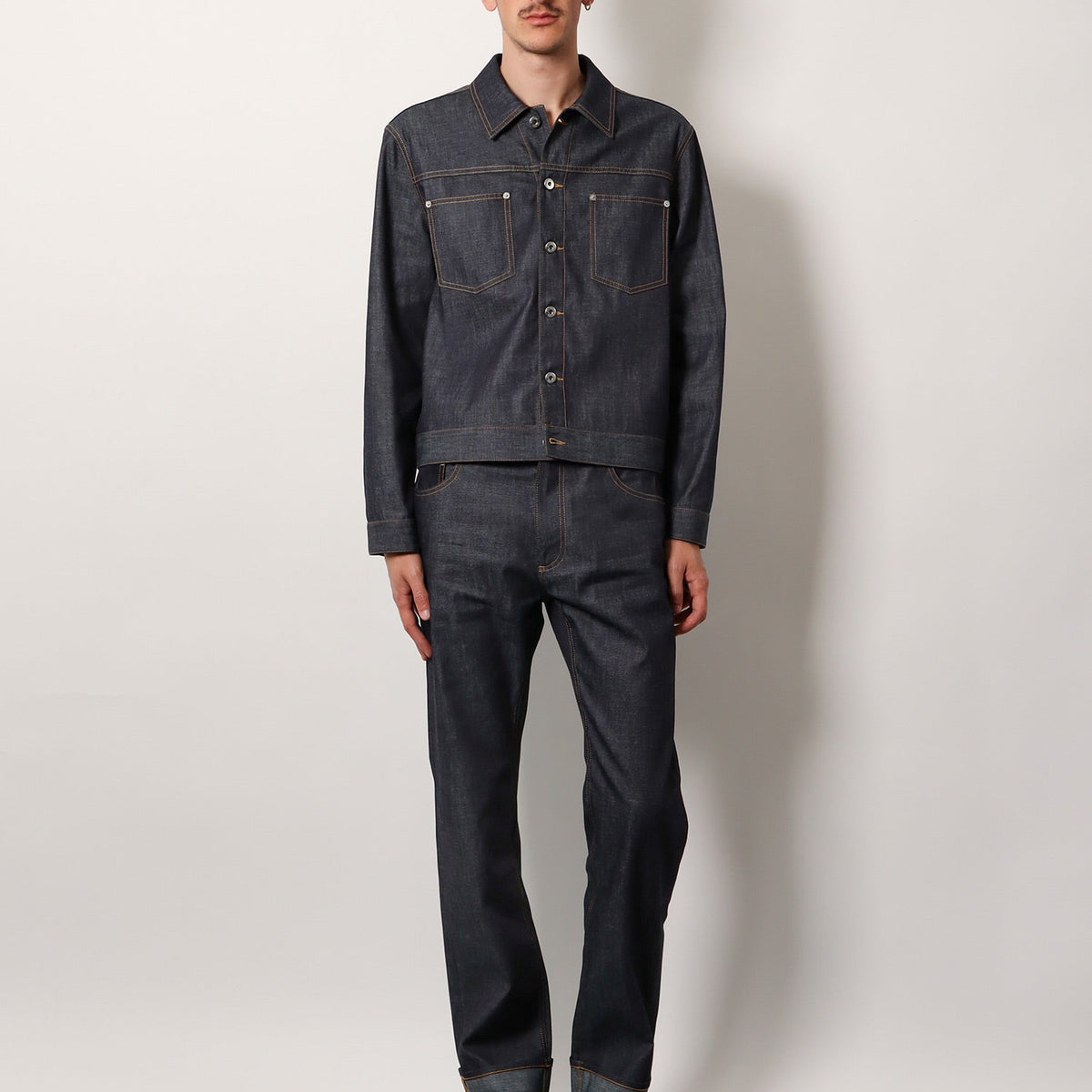 Bottega Veneta Men Denim Jacket With Iconic Intrecciato Patch