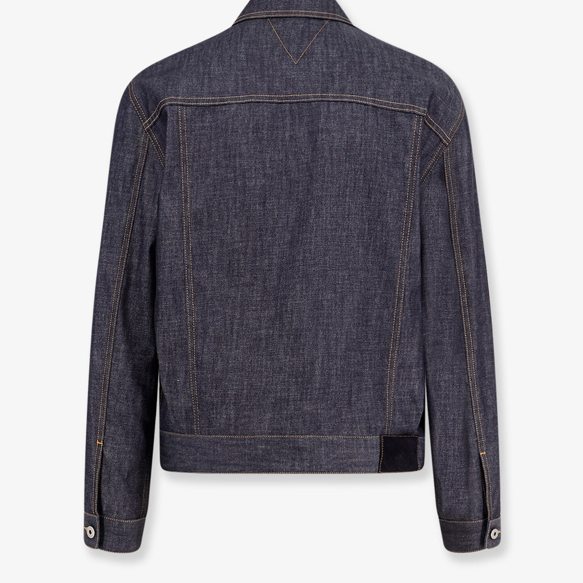 Bottega Veneta Men Denim Jacket With Iconic Intrecciato Patch