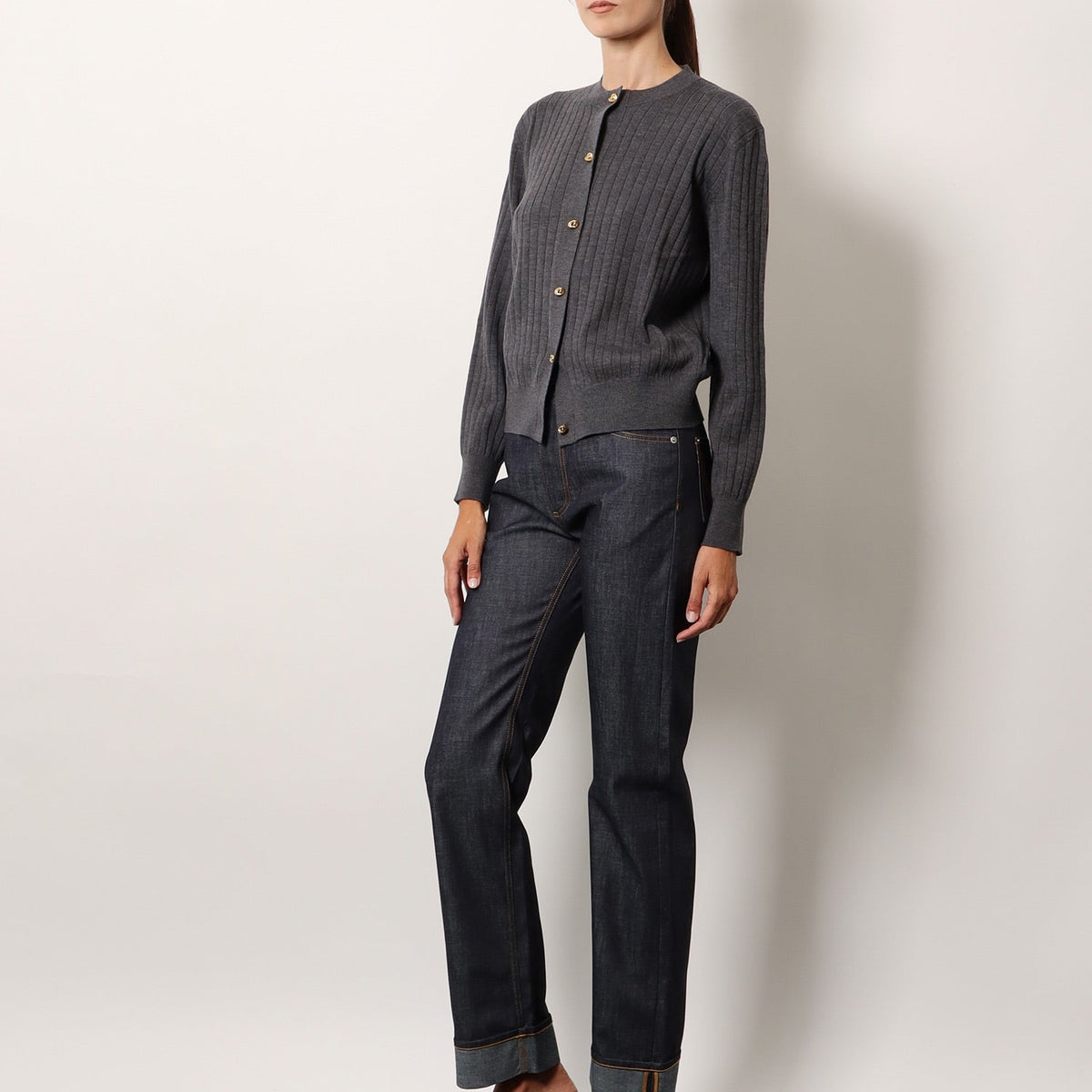 Bottega Veneta Women Turned Up Jeans With Straight Leg