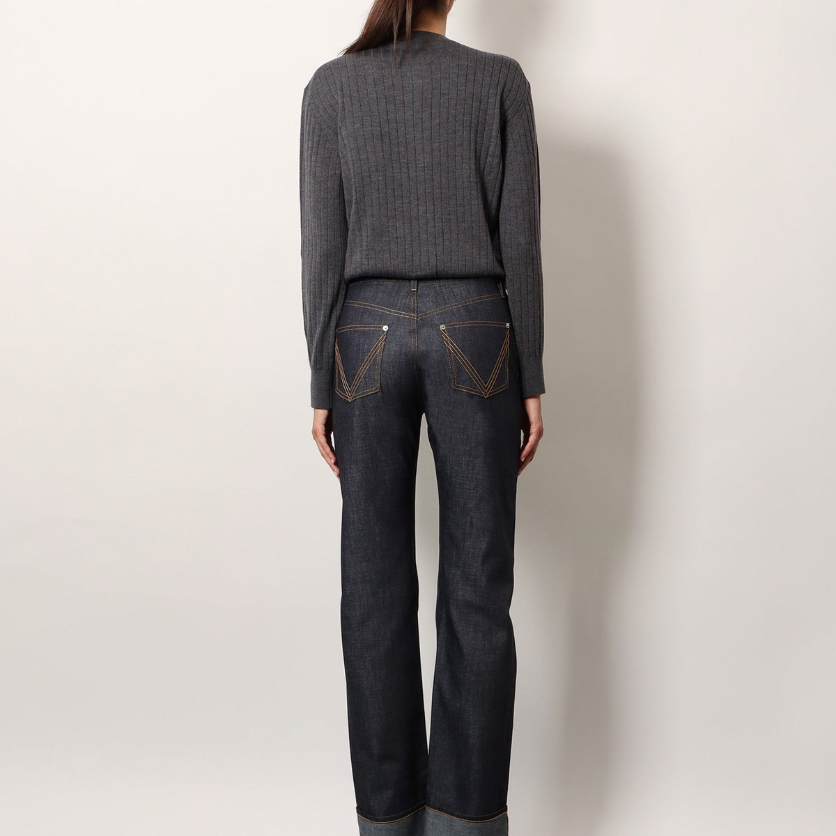 Bottega Veneta Women Turned Up Jeans With Straight Leg