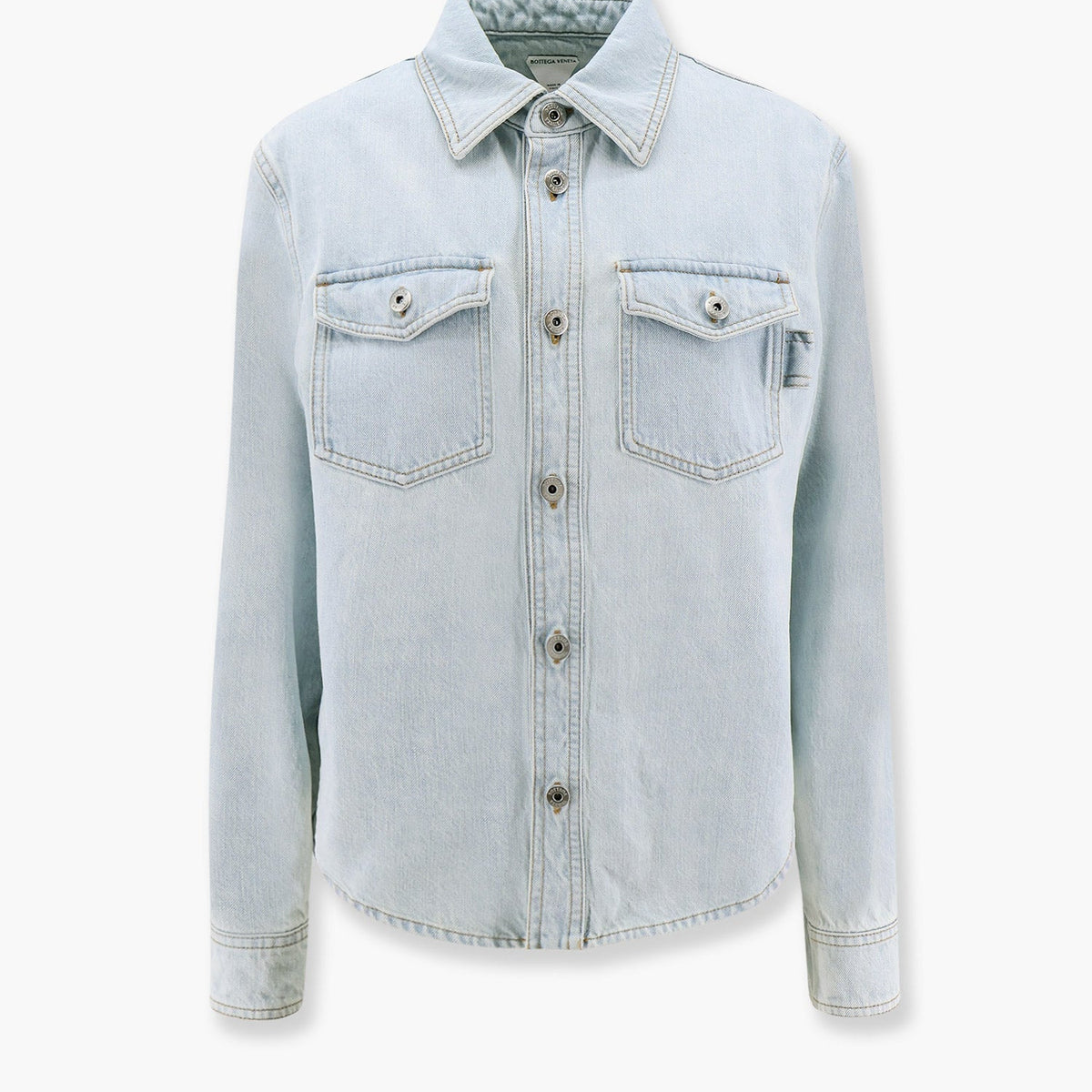 Bottega Veneta Women Denim Shirt With Extra Bleach Wash