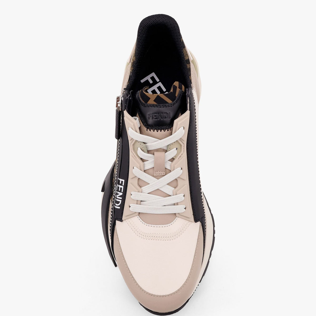 Fendi Men Fendi Flow Leather Sneakers With Ff Motif