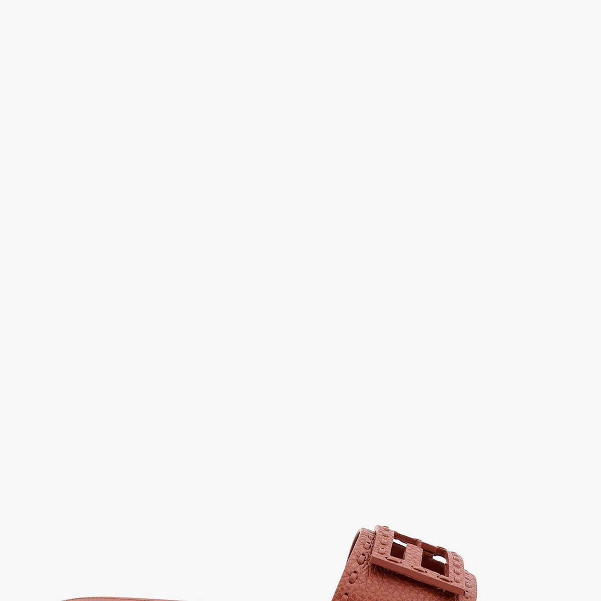 Fendi Women Baguette Leather Slides With Macro Selleria Topstitches