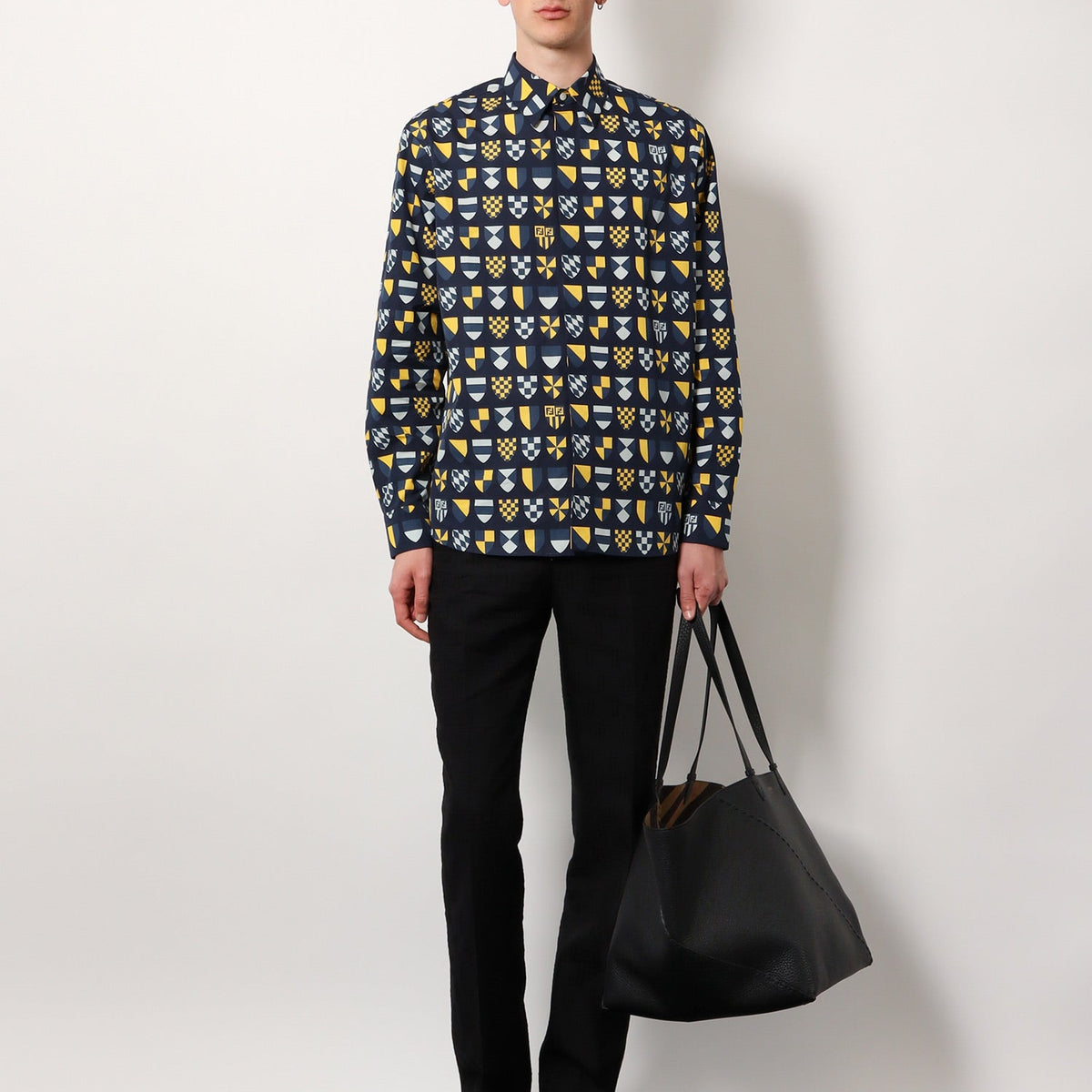 Fendi Men Ff Araldic Cotton Shirt