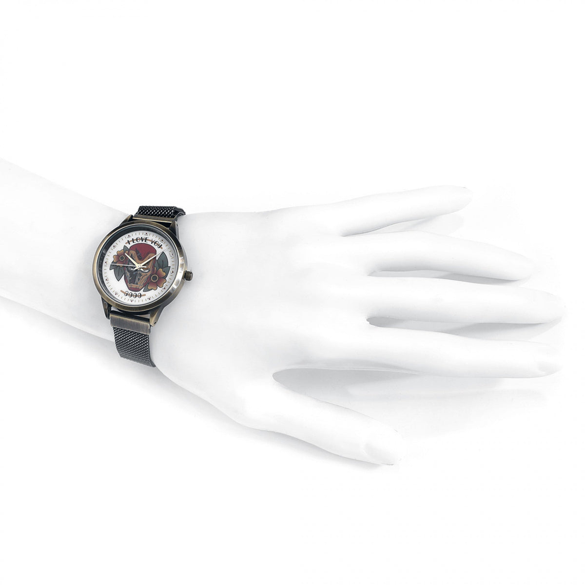 Marvel Comics Iron Man Floral Watch with Metal Band