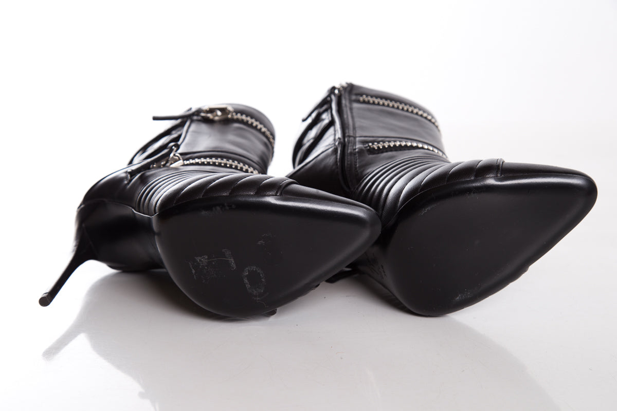 Guiseppe Zanotti Black Zipper Booties SZ 38.5
