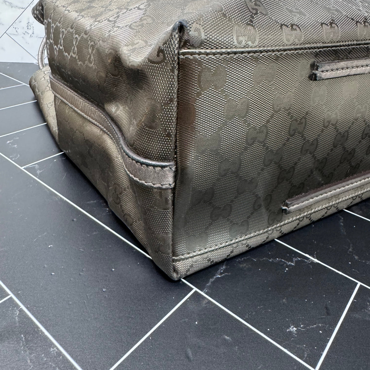 Gucci Bronze Coated Canvas Tote Bag