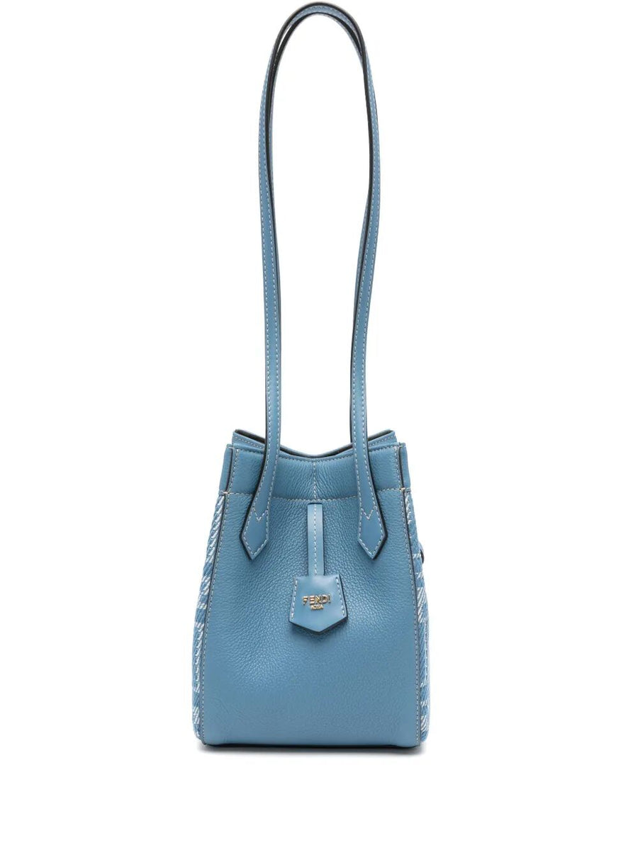 Fendi Women Leather And Denim-Effect Ff Jacquard Origami Mini Bag