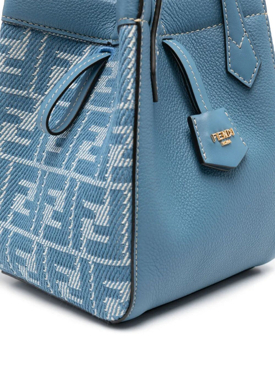 Fendi Women Leather And Denim-Effect Ff Jacquard Origami Mini Bag