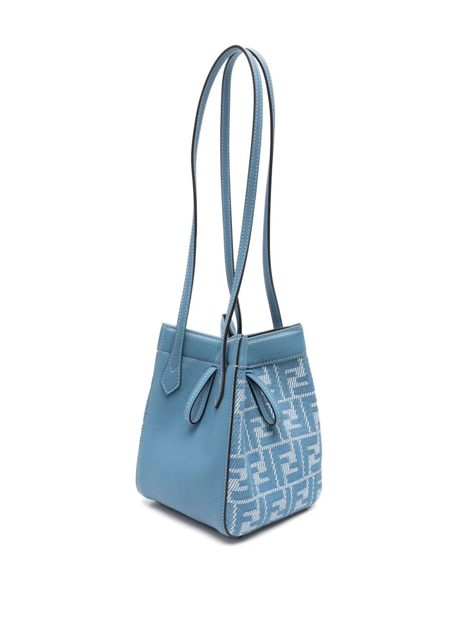 Fendi Women Leather And Denim-Effect Ff Jacquard Origami Mini Bag