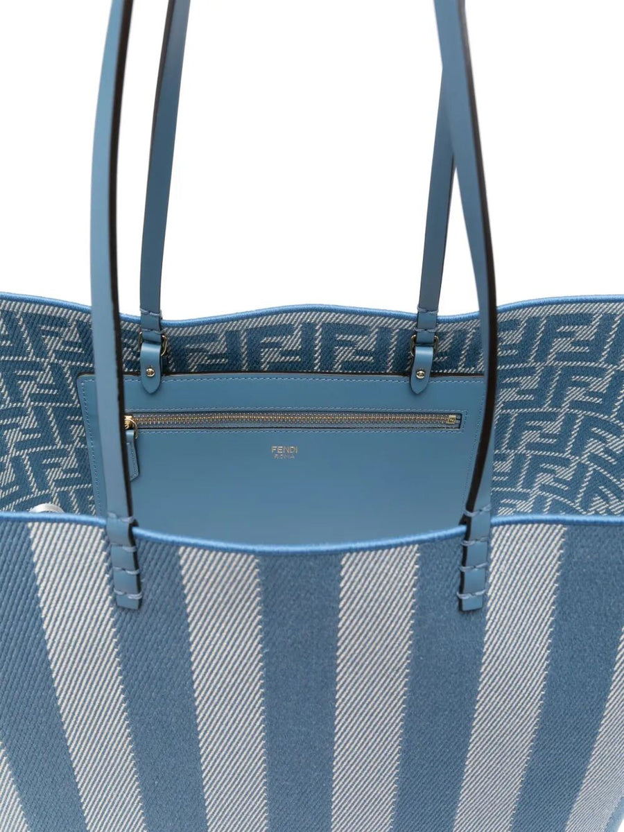 Fendi Women Pequin Striped And Ff Fabric Roll Large Reversible Shopper