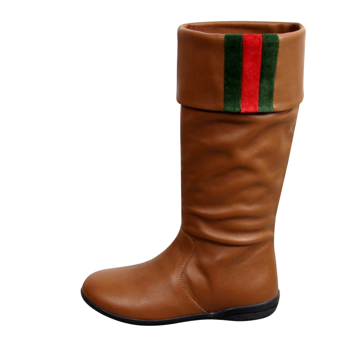 Gucci Kids Brown Leather Boots With Web Detail