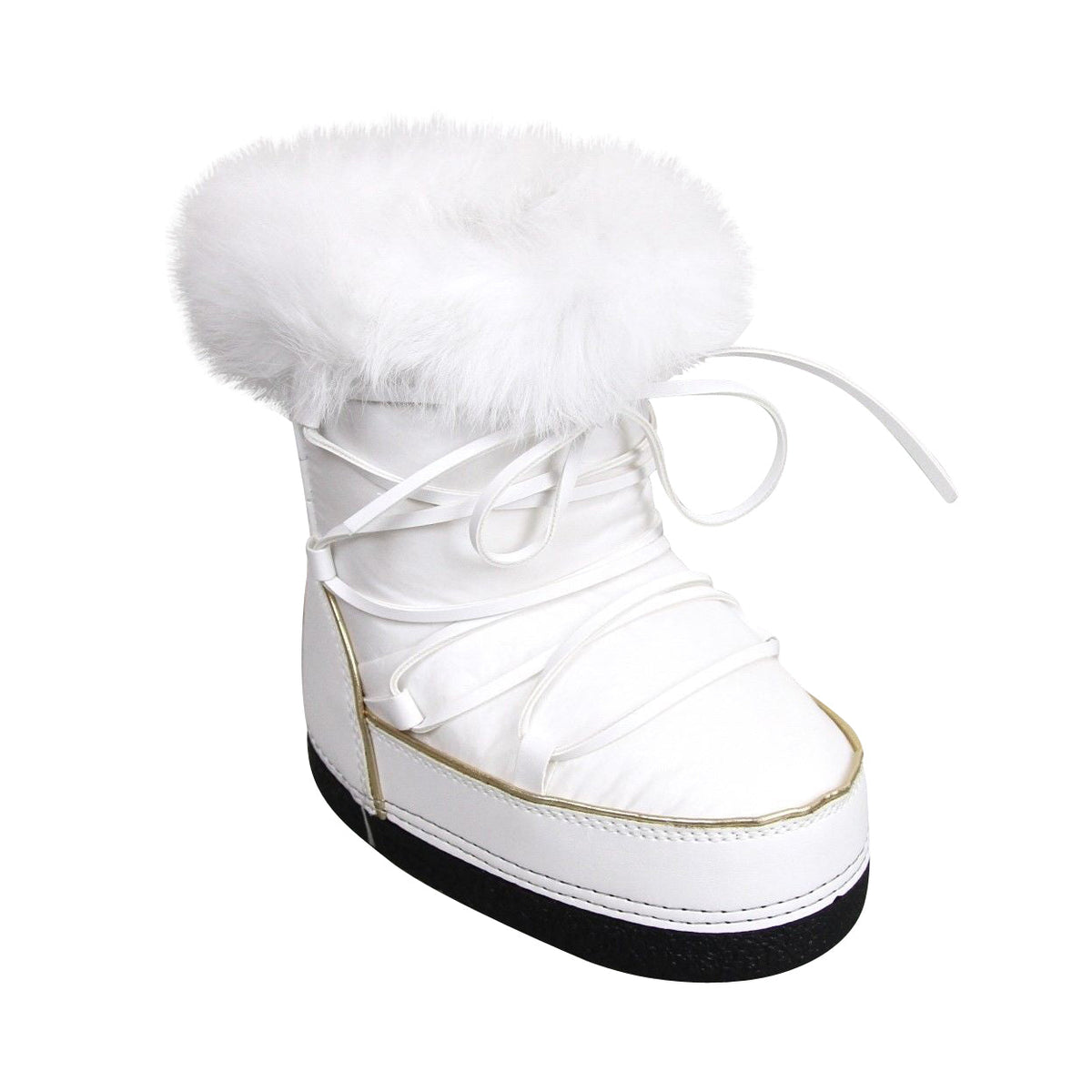 Gucci Unisex White Nylon Interlocking G Fur Trim Kids Boots