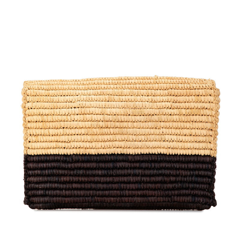 balenciaga Raffia Leather Clutch Bag
