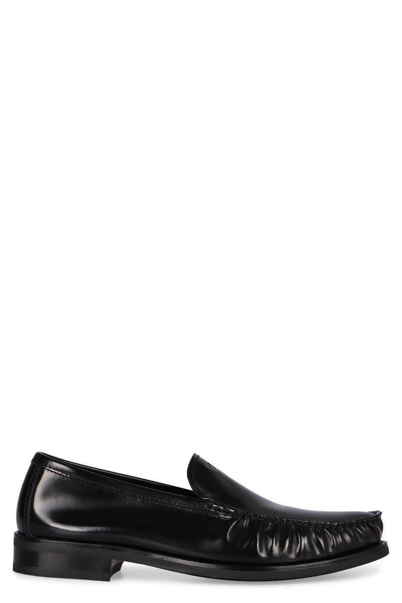 PRADA Men's Smooth Calfskin Loafers with Round Toe Line