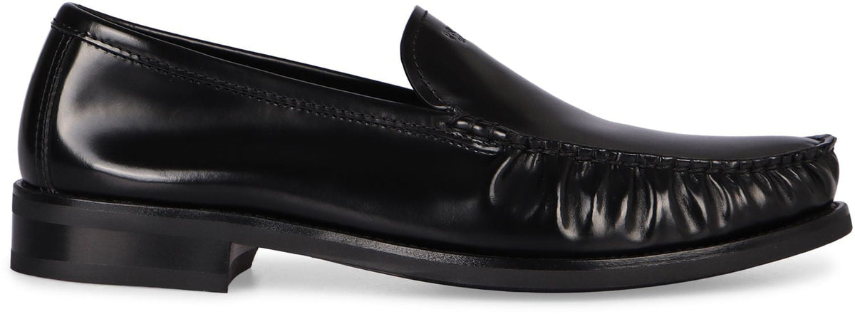 PRADA Men's Smooth Calfskin Loafers with Round Toe Line